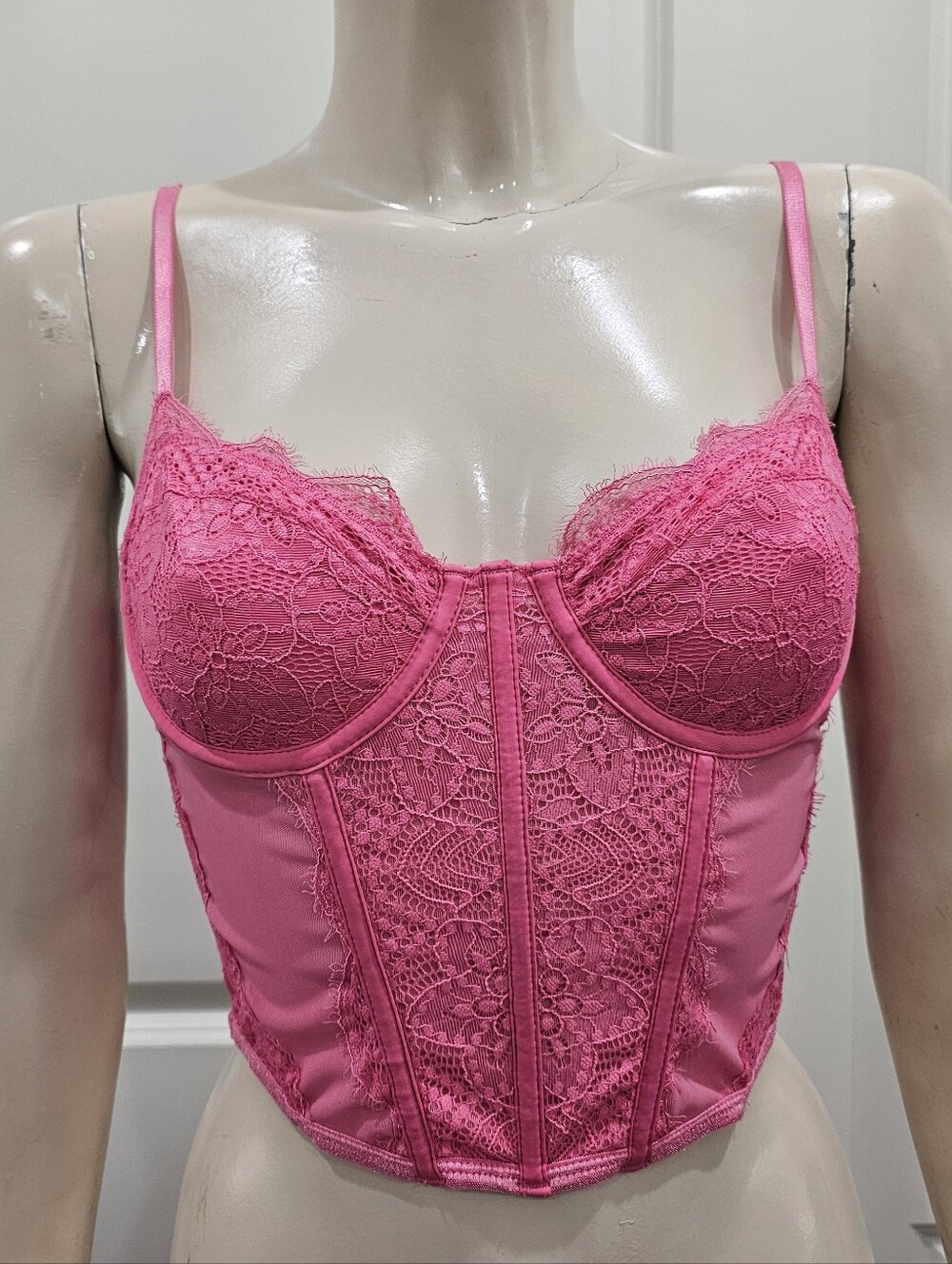 Nwt WHITE FOX BOUTIQUE Feel The Passion Hot Pink Lace Bustier Corset Top M